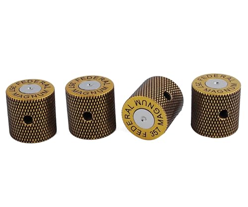 Guyker Guitar Knobs with 6mm Dia. Shaft Pots - Bullet Case Style Tone and Volume Control Potentiometer Knob Replacement for Precision Electric Guitar or Bass CKB010(4 Piece, old gold color)