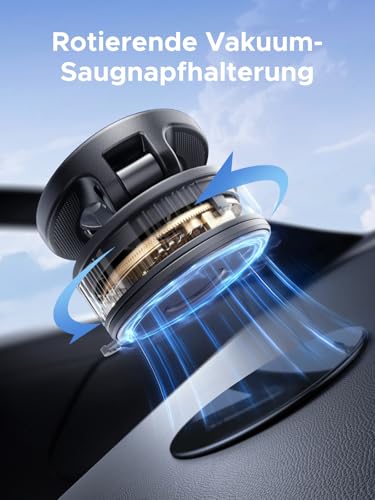 UGREEN Handyhalterung Auto für Magsafe Autohalterung, Handy Halterung Auto mit Vakuum Saugnapf & N52 Magnete 360°Drehbar ohne Kleber mit Einem Grundpolster Kompatibel mit iPhone 17 16 15 14 Pro Max