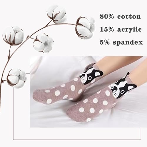 Image of Chalier Womens Funny Socks Cozy Cute Printed Patterned Fun Socks Novelty Cat Dog Socks for Women