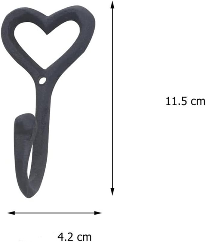 Retro Coat Hooks Wrought Iron Heart-Shaped Hook Iron Art Hook Grocery Storage Hook