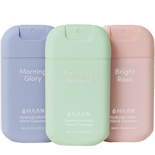 HAAN Feuchtigkeitsspendendes Handspray mit Aloe Vera (3er-Pack) je 1 Stück in den Duftrichtungen: Morning Glory Purifying Verbena Bright Rose