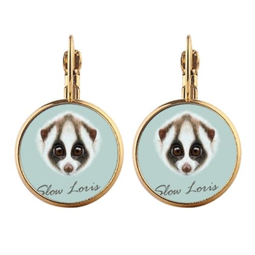 Boucles d'oreilles Loris blanc marron dorées à clipser pour femme