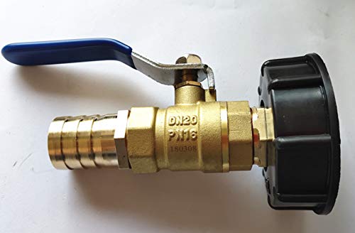 TopHomer - Adattatore per serbatoio IBC S60 x 6, valvola di scarico, rubinetto in ottone cromato, raccordo per tubo olio e acqua, diametro di uscita 2,5 cm