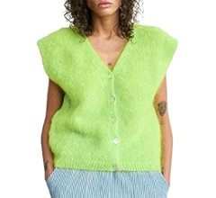 ニット/セーター GREED - Superfine Fur Sleeveless Sweater Women Y2K Knit Sweater Vest V Neck Sleeveless Elegant Furry