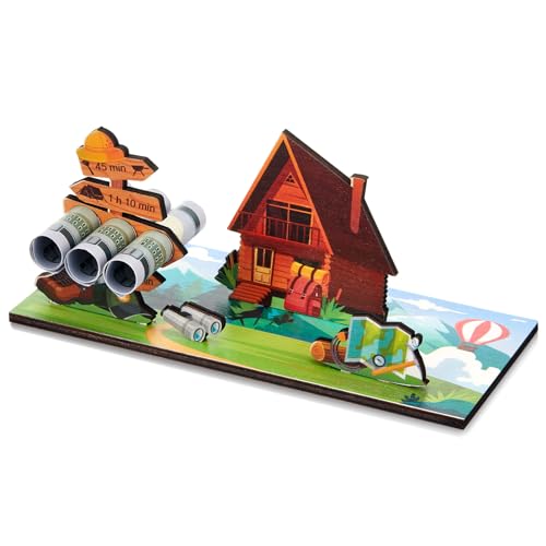 Namalu Pop-Up Karte Klettern Geldgeschenk Verpackung Berghütte Wandern Reisekasse Geschenk 3d Holz Wanderung Gutschein Berge Verpacken Gutscheinkarte Wanderurlaub Geldkarte für Geburtstag (Reise)