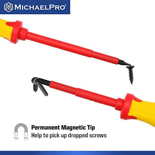 Michaelpro Mp002030 6-Piece Vde Insulated Electricians Screwdrivers Set, Professional Phillips And Slotted Screwdrivers, Blades Tested To 10,000 Volts, Cr-Mo Steel #TOP4