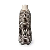 Mercana Furniture & Decor Vase Riker III by Mercana Decorative Jugs, Urns and Jars, 5.0L x 5.0W x 14.0H, Dark Grey | Cream