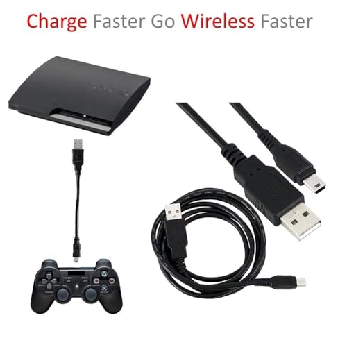 Image of USB TO 5 Pin Mini USB Cable (60 CM) USB 2.0 Type A to Mini B Cable Compatible with GoPro Hero 3+, PS3 Controller, MP3 Player, Digital Camera (Black) 24 INCH