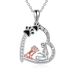 Silver dog and girl necklace