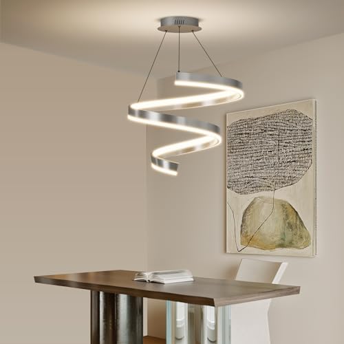 Lustre plafonnier LED 3 anneaux YangRy design chic et intensité variable pour salon