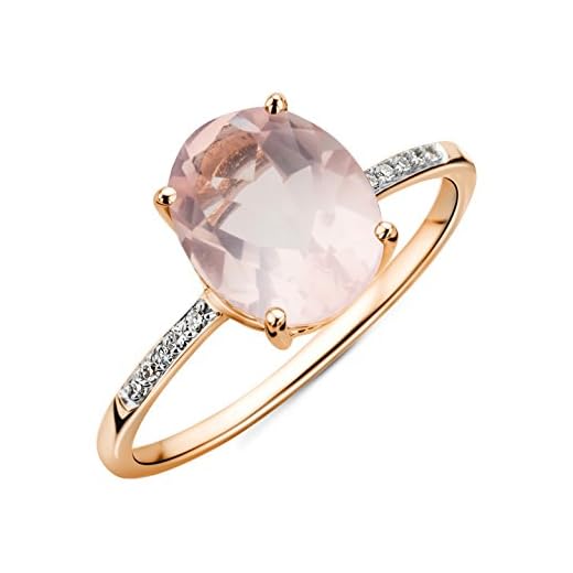 Miore, Anillo para mujer 9 k (375), Oro Roso con cuarzo diamante, N