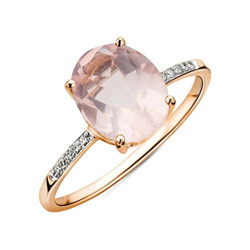 Miore bague quartz rose et diamants pour femme en or Roze 9 carats 375 (54)
