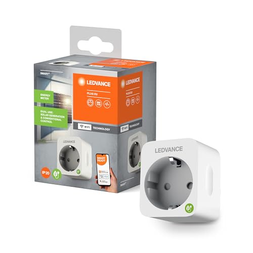 LEDVANCE Smarter WiFi Plug mit Energy Meter, misst sowohl Stromverbrauch als auch Energieerzeugung von Solaranlagen, integriert konventionelle Geräte ins Smart Home, steuerbar mit Alexa & Google