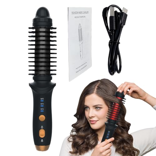 Curling Brush, Heated Styler, 8.86x1.73x1.65in Electric Tool, Rechargeable Function, Nylon Bristles for Hair Shaping, Home Grooming, Travel Packing, Hotel Stays, Dorm Rooms, Business Trips