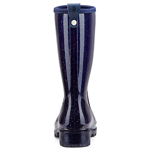 Hisea Women's Mid Calf Rain Boots Waterproof Garden Rain Shoes Anti-Slipping Rainboots For Ladies With Comfort Insole Short Wellies Outdoor Work Boots, Size 8 Starry Blue #TOP6