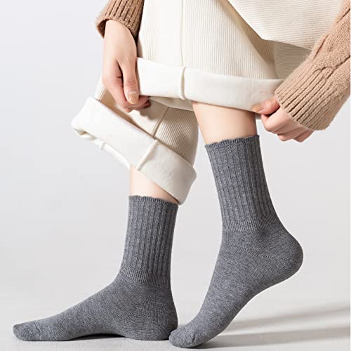 Image of PADFOM Women Thin Cashmere Socks, Soft Socks Women Above Crew Socks 5 Pairs Size 5-9