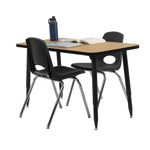 Image of Adapte Commercial Classroom Activity Table - 24 inch x 48 inch Rectangle, ADA Compliant Tapered Legs with Glides & Casters, Adjustable Height 22-34 inch Wheelchair Accessible, School & Office Furniture