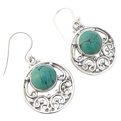 Boucles d'oreilles turquoise en argent 925 fait main bijoux femme