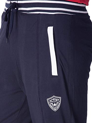 Image of ONN Men's Supreme Cotton Rich Fabric Track Pant |Relaxed Jogger for Men |Ribbed Color Broad Waistband with Drawstring | Vertical Contrast Ribbed Zippered Pockets|OA757