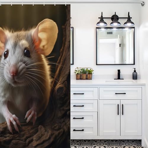 Rideau de douche souris anti-éclaboussures en polyester lavable 140x183cm