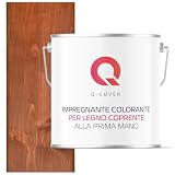 Q-COVER Impregnazione del legno per 1 mano | Mogano 5 L | Protezione 2 in 1 | Primer con protezione | Impregnante colorato | Interno & Esterno
