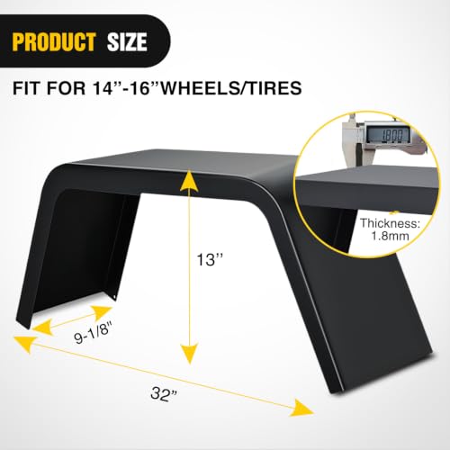 Image of Nilight Square Trailer Fenders Single Axle Mud Guards 14 to 16 in Wheels