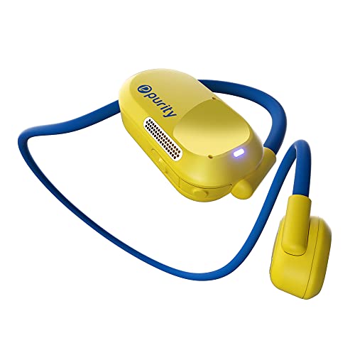 Purity Air Open Ear Headphones - True Air Conduction Wireless Bluetooth Open Ear Earbuds with Dual Mic for iPhone/Android - Secured Long Wearing Comfort, Sports Sweat Resistant (Yellow/Blue)