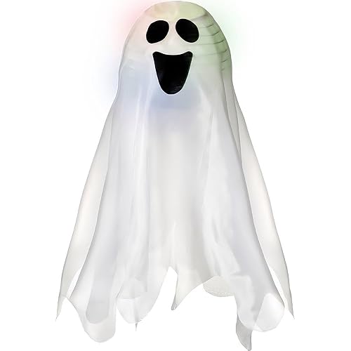 Halloween White Light-Up Ghost Fabric Decoration - 18"x 6" (1