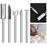 NUTKIT Holzschnitzwerkzeug, 5 Stück HSS Holzschnitzwerkzeuge Set, Schnitzmesser für Dremel-Rotationswerkzeuge,Verschiedene Schnitzbits mit 3mm Schaft, Fräser für DIY Holz Schnitzen Bohren Skulptur