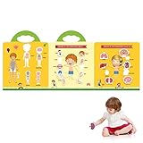  Livre d\'autocollants réutilisable pour les tout-petits  Livres adhésifs statiques,Garçons d\'âge préscolaire Filles Activités pour Jeux de voyage Anniversaire Noël - Corps, Océan, Ferme,