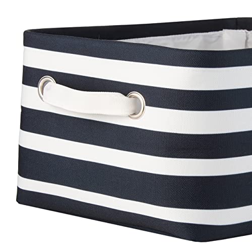 Canvas Storage Basket Organizer | Fabric Rectangular Basket With Handles For Toys, Linen Closet, Clothes | Ideal Cube Storage Bin For Shelves, Black And White Striped #TOP4