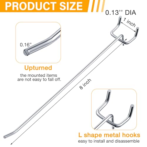 image for Shimeyao 100 Pcs Peg Board Shelving Hooks Stainless Steel Hanging Boar