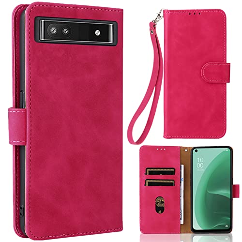 Google Pixel 6a ケース 手帳型  適用 Pixel 6A 手帳型ケース SIMフリー softbank au 全対応 ピクセル 6a カバー 手帳 グーグル ピクセル6Aケース GooglePixel6aケース Pixel6Aケース  滑り止め 合成レザー スタンド ストラップホール付き ストラップ付き 窓口式 カード入れ マグネット 手帳ケース カードケース つや消し 落ち着いた色 ローズレッド