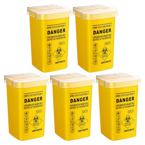 CLISPEED 5 piezas Contenedor de Objetos Punzantes Seguro y Resistente para Hogar y Salón Caja para Almacenamiento y Eliminación de Agujas y Cuchillas Cierre Hermético Antipérdidas Multiuso