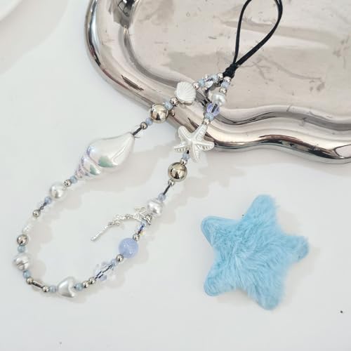Image of Cute Beaded Camera Wrist Strap for Phone, Digital Camera Charm Lanyard, Pearl Beaded Chain for Bag Keychain Gift