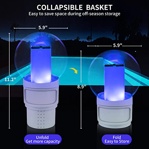 LanBlu Pool Chlorine Floater,Solar Flame Pool Chlorine Tablet Floater,Floating Chlorine Dispenser for Pool 3 inch Tablets,Collapsible Chlorine Floater for hot tub,Large Capacity Chlorine Tablet Holder