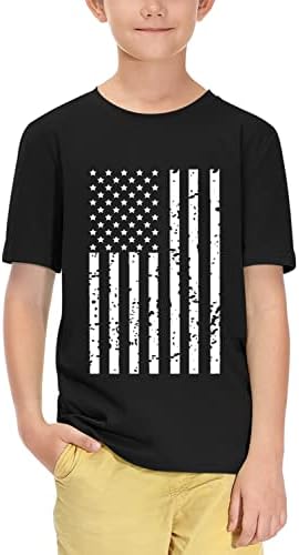 BesserBay Little Boys Forth July American Flag Short Sleeve Black Cotton T-Shirt Top for Little Girls 5-6 Years