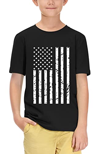 Besserbay Little Boys Forth July American Flag Short Sleeve Black Cotton T-Shirt Top For Little Girls 5-6 Years #TOP12