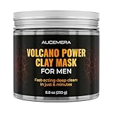 Alicemera Volcano Power Clay Mask for Men – Deep Clean Face Mask with Volcanic Soil & Tea Tree – Kaolin Clay Mask for Pores & Oily Skin – Oil Control & Pore Care – 8.8 oz