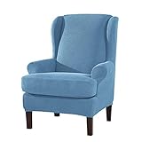 Cette housse pour fauteuil à oreilles est fabriquée à partir de tissu jacquard tricoté à haute extensibilité durable et doux. Convient à la plupart des fauteuils à oreilles standard.