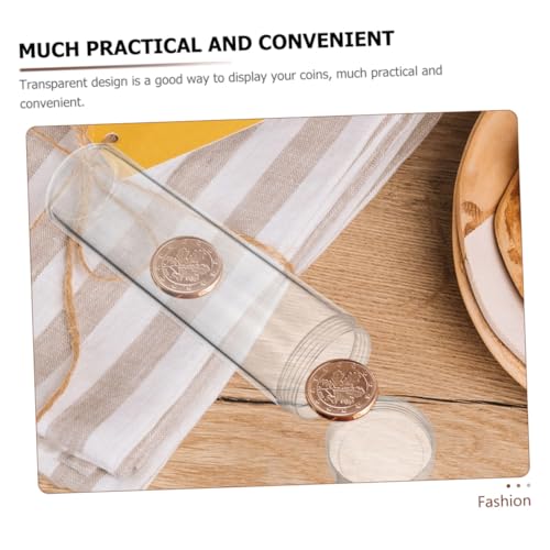 10 tubos plásticos transparentes para monedas con tapa miniatura 5