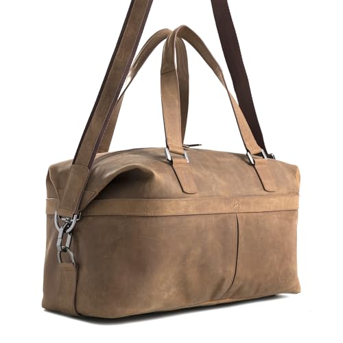 Brown Top Grain Leather Duffle Bag for Men & Women - Large, Durable, Stylish Leather Travel Bag with Adjustable Shoulder Strap, Spacious Design for Weekend Getaways, Business, & Overnight Trips2