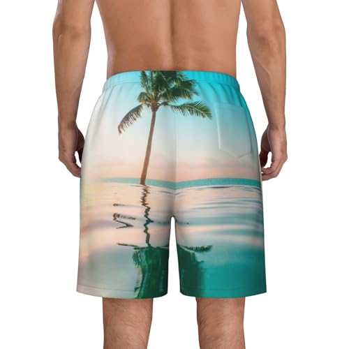 Men's Beach Shorts Coconut Tree Mens Swim Trunks Board Shorts with Pockets Swimwear Bathing Suits4