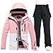 ALSOGO Damen Skijacke & Skihose Set Skianzug 2 teilig Schneeanzug Wasserdicht Warm Winterjacke mit Abnehmbare Kapuzen zum Skifahren Snowboarden Schneejacke Schneehose TY133PKW Schwarz,M