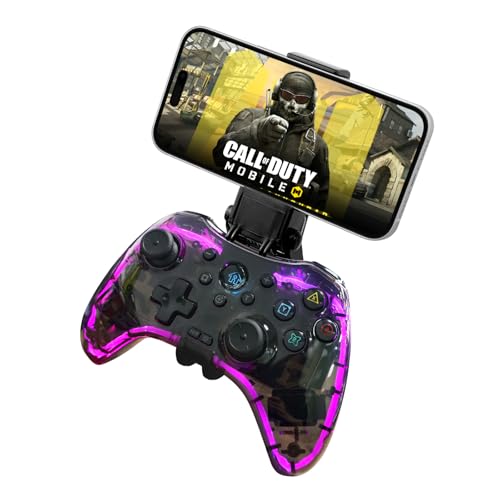 Joso RGB Wireless Mobile Gaming Controller for iPhone, Android, iPad, Tablet, PC, Phone Controller with Phone Clip Supports Cloud Game, COD, Genshin Immpact, Remote Player Gamepad with 2 Back Buttons
