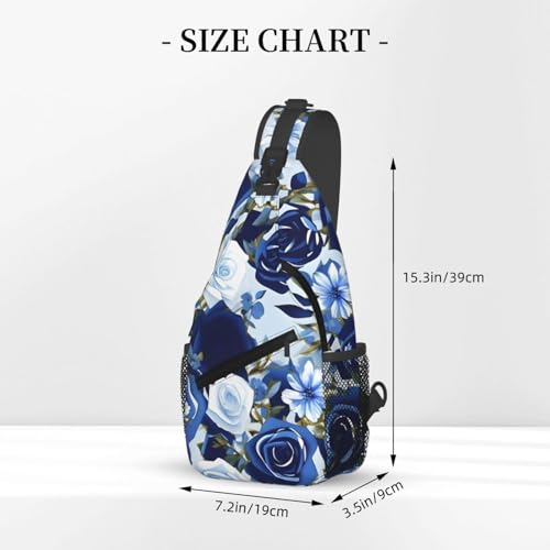 Mochila Bandolera con Estampado Floral Azul para Deportes miniatura 3
