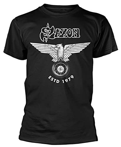 Saxon Estd 1979 Mens Black T-Shirt Top Unisex Tee XL