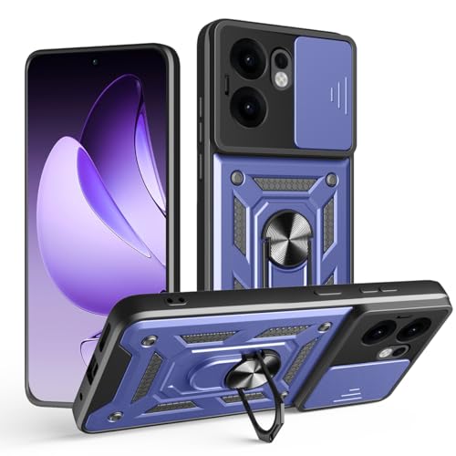 JNERBUYI Funda para ZTE Blade V10 Vita Carcasa con Anillo 360°y Cubierta de Objetivo, Funda Protectora con Soporte Magnético, Carcasa Antigolpes. Azul