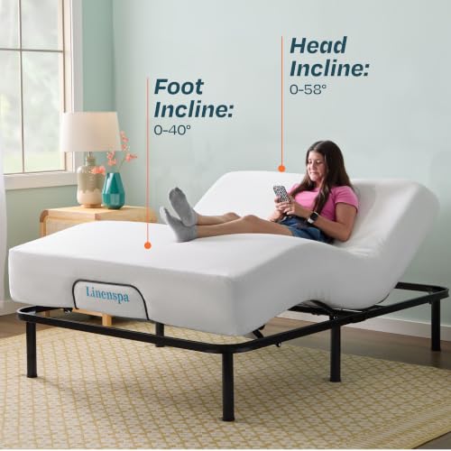 Image of Linenspa Adjustable Bed Base - Motorized Head and Foot Incline - Full