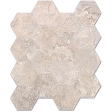 Yipscazo 10 Sheet Hexagon Peel and Stick Backsplash,Self Adhesive Luxury Faux Marble Tile, Asenka Beige Wall Tile for Kitchen, Stick on Backsplash Tiles for Bathroom,RV,Laundry